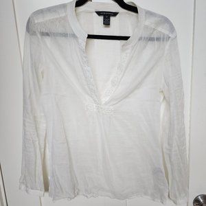 Club Monaco beaded sheer shirt